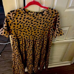 Tan and black baby doll dress